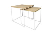 Ławy i stoliki kawowe - Zestaw Stolików Kawowych 2W1, Stolik Loft, Białe - miniaturka - grafika 1