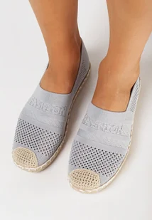 Jasnoszare Espadryle na Płaskiej Podeszwie z Plecionki Chorisa - Espadryle damskie - miniaturka - grafika 1