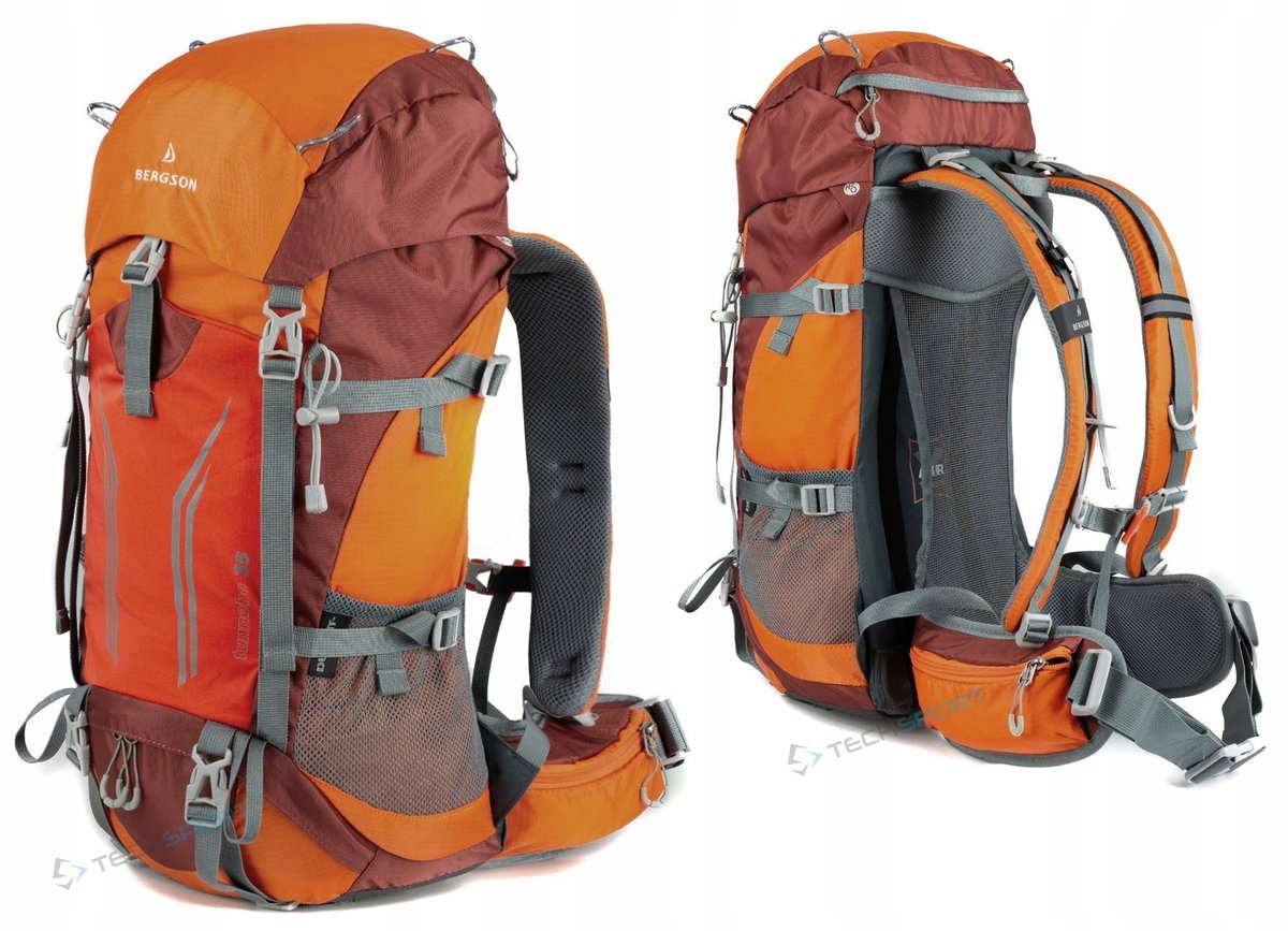 BERGSON TUNNEBO 35L- SPORTOWY PLECAK TREKKINGOWY ODDYCHAJĄCY POMARAŃCZOWY