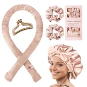 Wałki do włosów - TEMU Ellitina 5 szt. Zestaw curlerów do włosów bez ciepła z sercami i jednokolorowymi wzorami - satynowy bonnet do spania i opaska do loków na - miniaturka - grafika 1