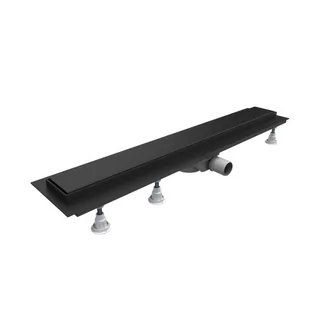 Schedpol Odpływ liniowy BASE-LOW BLACK 90x8x7 cm z maskownicą STEEL black OLSL90/CST-LOW - Syfony - miniaturka - grafika 1