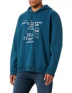 Bluzy męskie - s.Oliver Sales GmbH & Co. KG/s.Oliver Męska bluza z długim rękawem z kapturem, Niebieski zielony, L - miniaturka - grafika 1