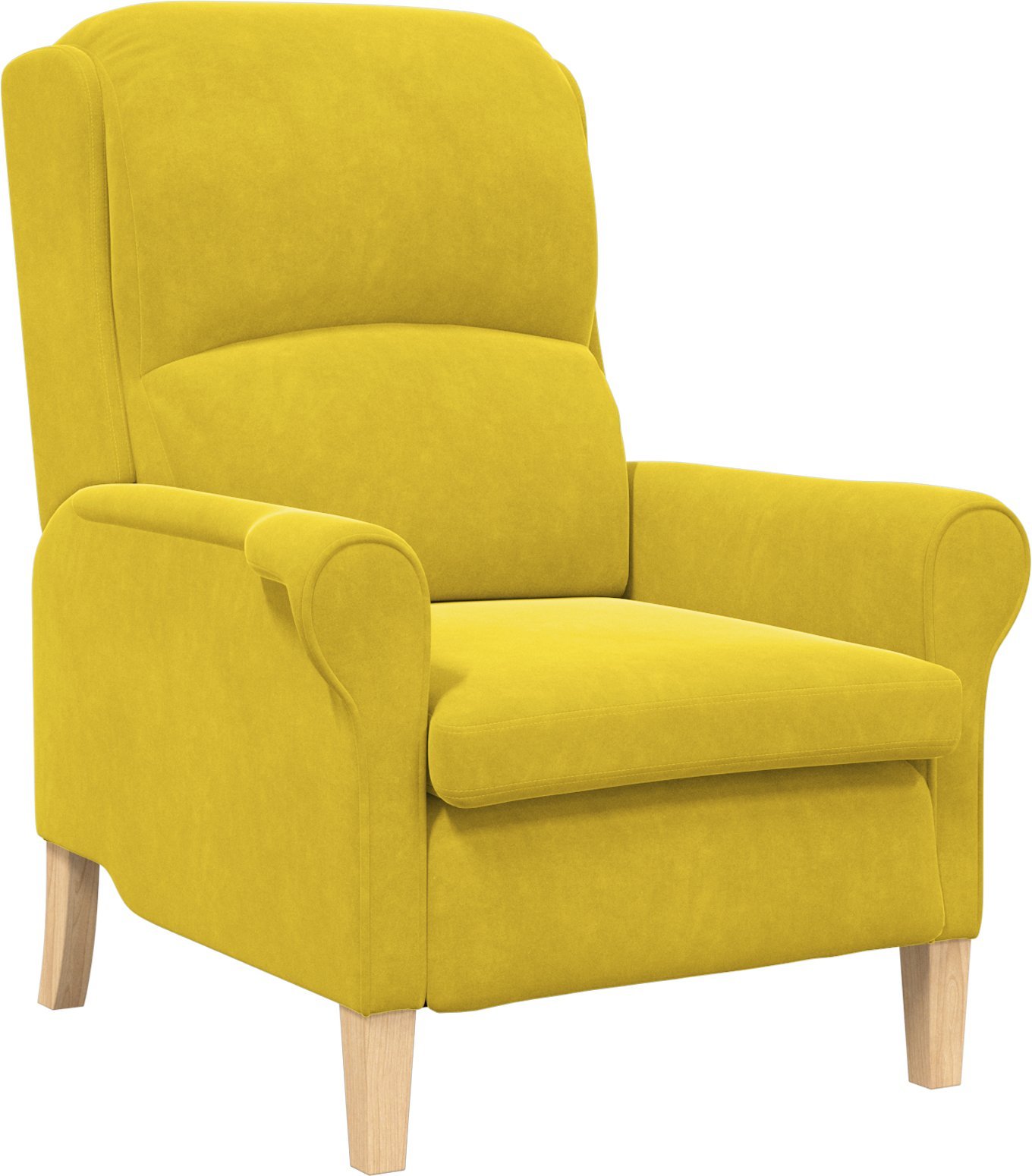 vidaXL Żółty Fotel Żółty Tkanina, Drewno Standardowy Żółty Fotel