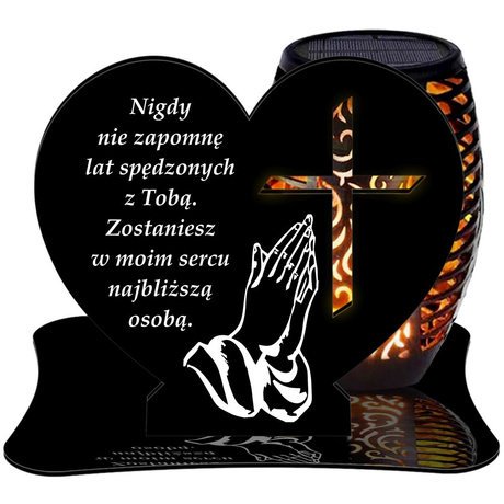ZNICZ SOLARNY LED WIECZNY PODSTAWKA NA CMENTARZ GRÓB Krzyż EFEKT PŁOMIENIA