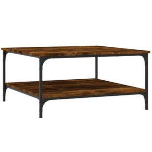 vidaXL Stolik kawowy dąb wędzony 80x80x40 cm materiał drewnopochodny - Ławy i stoliki kawowe - miniaturka - grafika 1