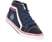 Buty dla dziewczynek - TRAMPKI DZIECIĘCE JEANSOWE WYSOKIE DD374061 R32 - miniaturka - grafika 1