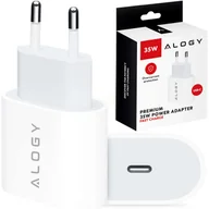 Ładowarki do telefonów - Ładowarka sieciowa szybka mocna 35W USB-C USB typ C PD GaN do iPhone Alogy Biała - miniaturka - grafika 1