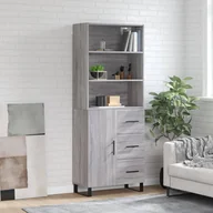 Witryny - vidaXL Witrynka szary dąb sonoma 69,5x34x180cm materiał drewnopochodny - miniaturka - grafika 1