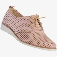 Półbuty damskie - Półbuty Damskie Skórzane Buty Ażurowe Różowe Gatuzzo 020 Różowy 36 - miniaturka - grafika 1