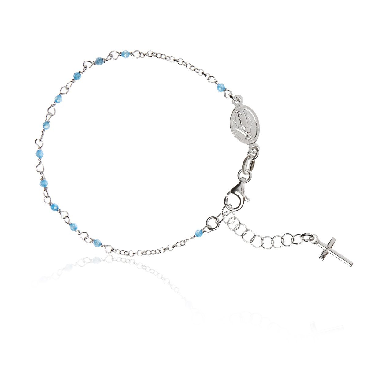 ankabizuteria.pl Bransoletka srebrna rodowana RÓŻANIEC z niebieskimi