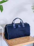 Torby podróżne - Torba podróżna, weekendowa - skóra wegańska - granatowa - miniaturka - grafika 1