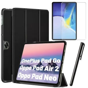 Etui + szkło do OnePlus Pad Go/Oppo Pad Air 2/Oppo Pad Neo 11.4" obudowa na tablet Case Alogy Book Czarny + Rysik Gratis - Etui do tabletów - miniaturka - grafika 1