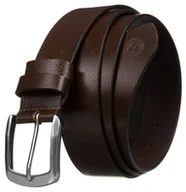 Paski - Skórzany brązowy pasek męski do spodni 85 szeroki tradycyjna srebrna klamra PETERSON klasyczny elegancki do jeansów i spodni wizytowych - miniaturka - grafika 1