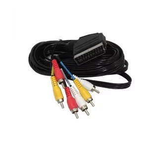 Kabel przewód EURO SCART EUROZŁĄCZE na 6 RCA cinch chinch czincz 2,5m czar - Kable - miniaturka - grafika 1