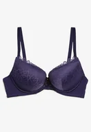 Biustonosze - Fioletowy Biustonosz Push Up z Ozdobną Koronką i Zawieszką Gialine - Renee - miniaturka - grafika 1