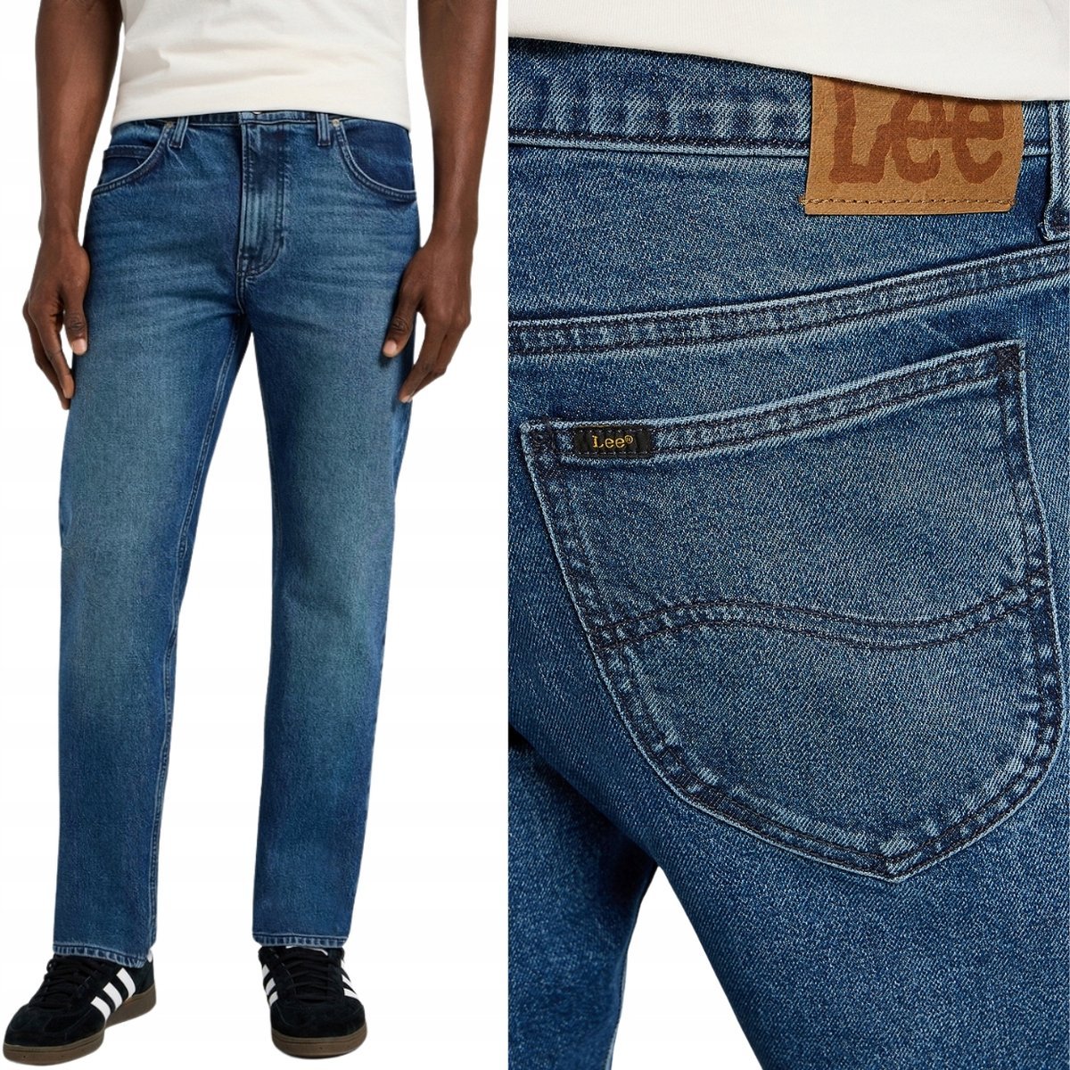 Lee RIDER SLIM Blue Abyss lekko dopasowane ciemne spodnie jeansowe W30 L34