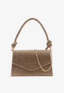 Torebki damskie - Złota Cyrkoniowa Torebka Wizytowa na Łańcuszku Nalimena - miniaturka - grafika 1