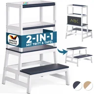 Krzesełka do karmienia - Wieża edukacyjna Barn Naturalny/Szary drewno sosnowe 93x51x50cm - miniaturka - grafika 1