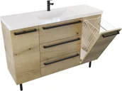 Szafki łazienkowe - Szafka z umywalką ATHOS stojąca 120 cm z koszem -  Uchwyt Czarny Mat - miniaturka - grafika 1