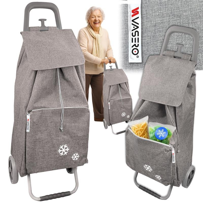 WÓZEK na zakupy ZAKUPOWY wytrzymały szary TORBA na kółkach TERMO WYTRZYMAŁA