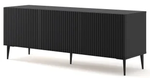 Czarna szafka pod TV z lamelowym frontem F0-Z75 - Szafki RTV Czarna szafka pod TV z lamelowym frontem F0-Z75 - Szafki RTV - miniaturka - grafika 1