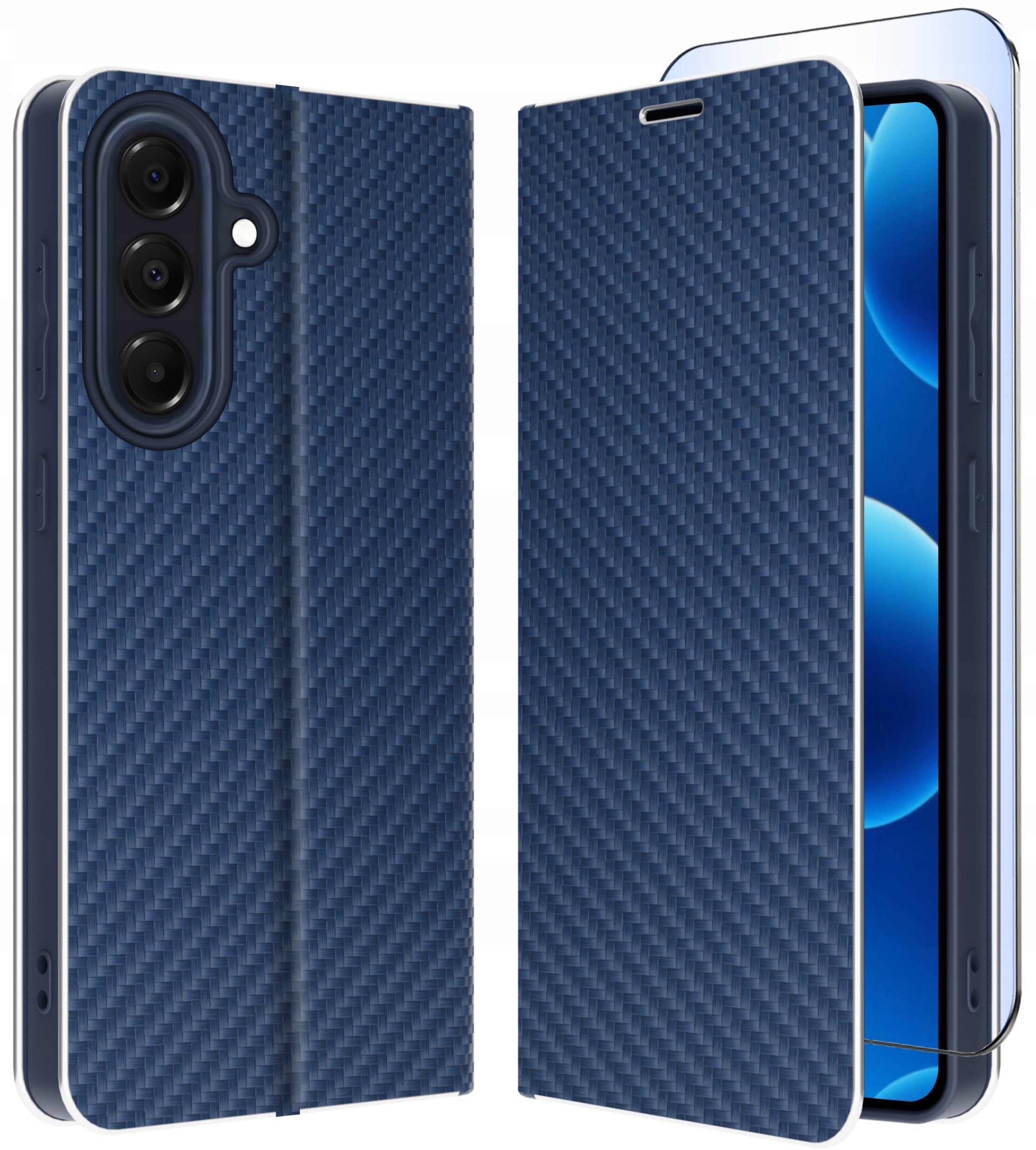 krainaGSM Etui Do Samsung A37 5G| Carbon Portfel Book Tokra Case Classic + Szkło 9H