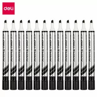 Marker suchościeralny Deli U00220 ścięty 2-5 mm czarny - Markery do tablic - miniaturka - grafika 1