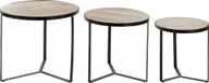 Ławy i stoliki kawowe - DKD Home Decor Zestaw 3 stołów DKD Home Decor Brązowy Czarny Metal Plastikowy Drewno mango 60 x 60 x 55 cm - miniaturka - grafika 1