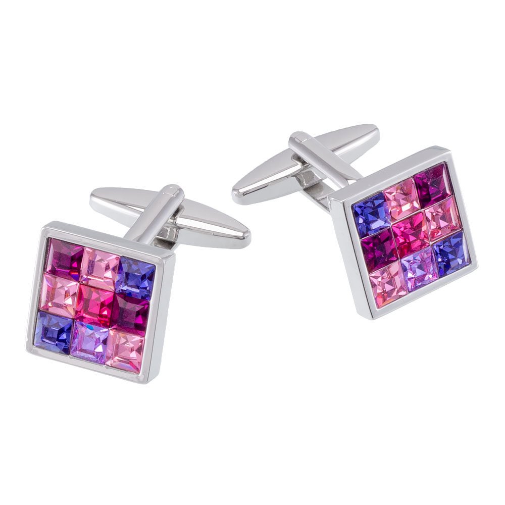 Spinki do mankietów fioletowe kryształki SD-1157