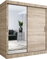 Szafy - MKPOL Szafa przesuwna MODUO COMFORT 180 dąb sonoma z lustrem po lewej - miniaturka - grafika 1