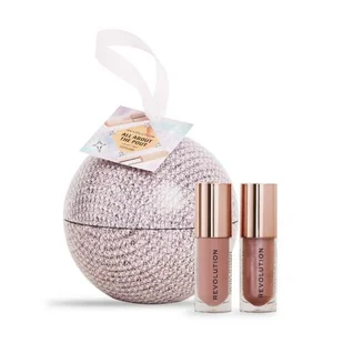 Makeup Revolution London All About The Pout Zestaw błyszczyk do ust Shimmer Bomb 4,5 ml Glimmer Nude + błyszczyk do ust Pout Bomb 4,5 ml Candy Pink - Zestawy kosmetyków damskich - miniaturka - grafika 1