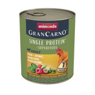 animonda GranCarno Adult Superfoods Kurczak i szpinak, maliny, nasiona dyni 12x800 g - Mokra karma dla psów - miniaturka - grafika 1