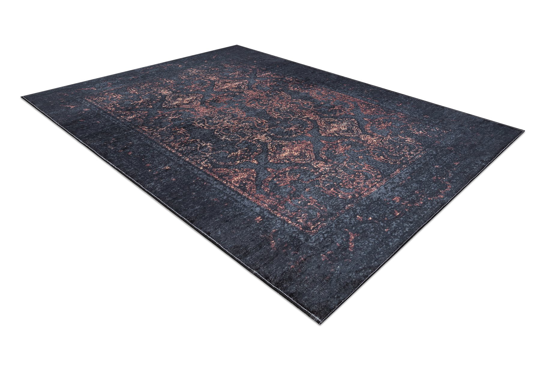 Dywan do prania ANDRE 1013 Ornament, vintage antypoślizgowy - / terakota czarny 160x220 cm