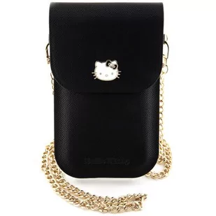Torba HELLO KITTY Leather Metal Logo Chain Czarny - Etui i futerały do telefonów - miniaturka - grafika 1