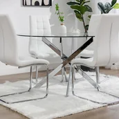 Stoły - Okrągły stół do jadalni dla 4 osób ze szkła hartowanego i chromowanego metalu - Przezroczysty - COSIMA - miniaturka - grafika 1