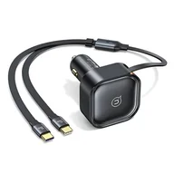Ładowarki samochodowe - USAMS Ład. sam. ze zwijanym kablem 2xUBS-C C41 PD 30W Fast Charge czarny/black CC220CC01 (US-CC220) - miniaturka - grafika 1