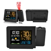 Stacje pogodowe - Zegar Z Projektorem Budzik Elektroniczny Stacja Pogody Higrometr LCD - miniaturka - grafika 1