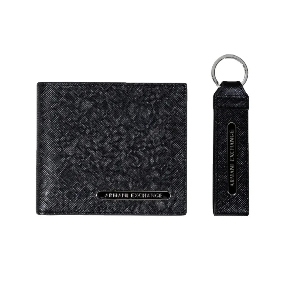 Zestaw akcesoriów Armani Exchange xm001275 af12702 skórzany 2 elementy czarny