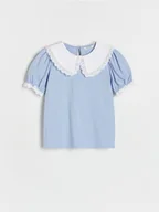 Koszulki dla dziewczynek - Reserved - Bluzka z kołnierzykiem - jasnoniebieski - miniaturka - grafika 1