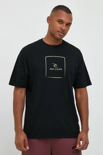 Koszulki męskie - Rip Curl t-shirt bawełniany Corp Icon Tee kolor czarny z nadrukiem - grafika 1