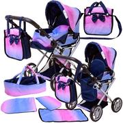 Wózek dla lalek 3w1 Doris GŁĘBOKI GONDOLA + SPACERÓWKA pościel torba przewijak dla lali