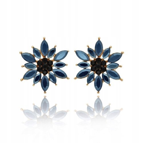 Kolczyki Kwiatki Kryształki Kolorowe Na Lato Kolczyki Sztyft Granatowe