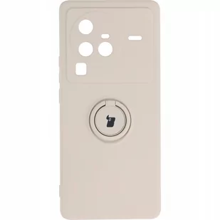 Bizon Etui Case Silicone Ring Sq do VIVO X80 Pro beżowe - Etui i futerały do telefonów - miniaturka - grafika 1