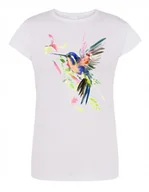 Koszulki i topy damskie - T-Shirt damski nadruk ptak KOLOROWY KANAREK r.M - miniaturka - grafika 1