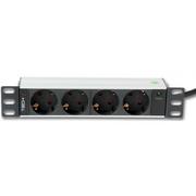 Akcesoria do szaf serwerowych - Techly 100464 Listwa zasilająca PDU Rack 10" 1U 4x Schuko 250V/16A kabel 1,8m 100464 - miniaturka - grafika 1