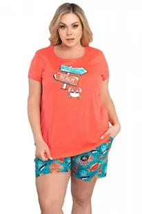 Italian Fashion Oceania koral/druk plus piżama damska - Piżamy damskie - miniaturka - grafika 1