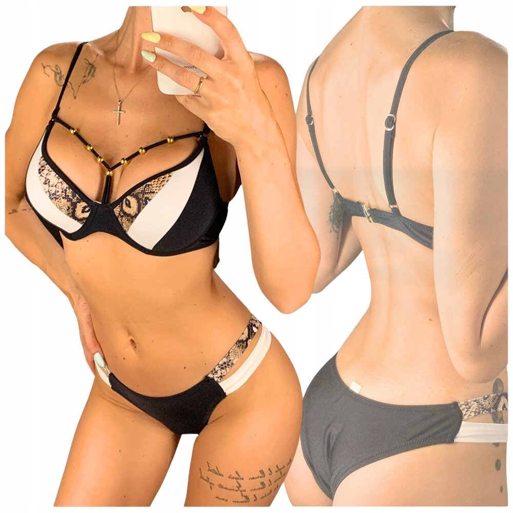 STRÓJ KOSTIUM KĄPIELOWY DWUCZĘŚCIOWY SUPER PUSH UP USZTYWNIANY BIKINI XXL