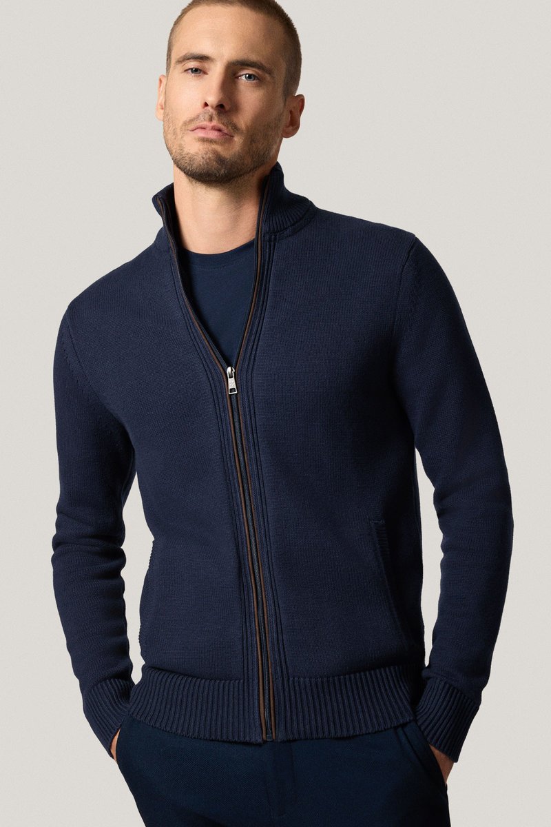 Sweter Rozpinany Granatowy z Bawełny PM15