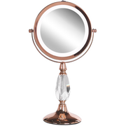 Lusterka do makijażu - Lusterko kosmetyczne LED ø 18 cm różowe złoto MAURY - miniaturka - grafika 1