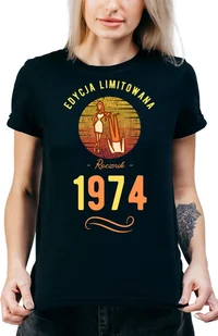 T-SHIRT DAMSKI Z NADRUKIEM PREZENT 50 URODZINY KOSZULKA CZARNA DAMSKA  A18 - Koszulki i topy damskie - miniaturka - grafika 1